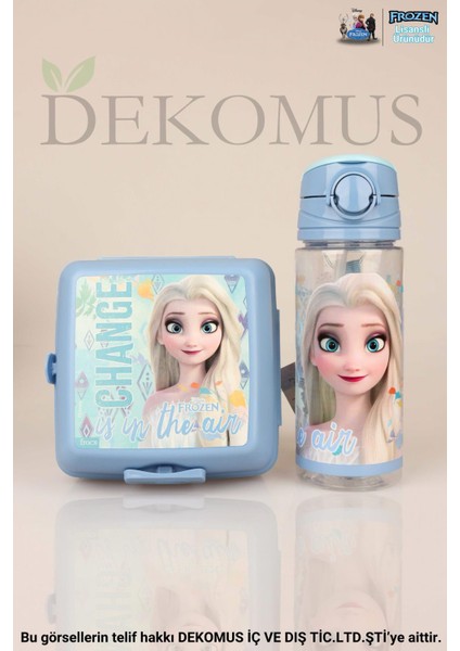 Dekomus Lisanslı "mavi Karlar Ülkesi Elsa Frozen Koleksiyonu "beslenme Kabı ve 500 ml Trıtan Matara Okul/kırtasiye Seti fiyatları