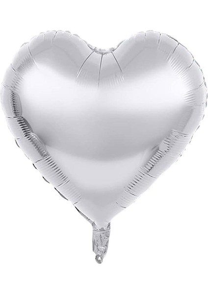 Kalp Folyo Balon Gümüş Rengi Kalp Parti Balonu 24 Inc 60 cm