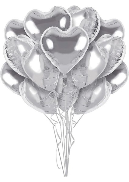 Kalp Folyo Balon Gümüş Rengi Kalp Parti Balonu 24 Inc 60 cm fiyatları
