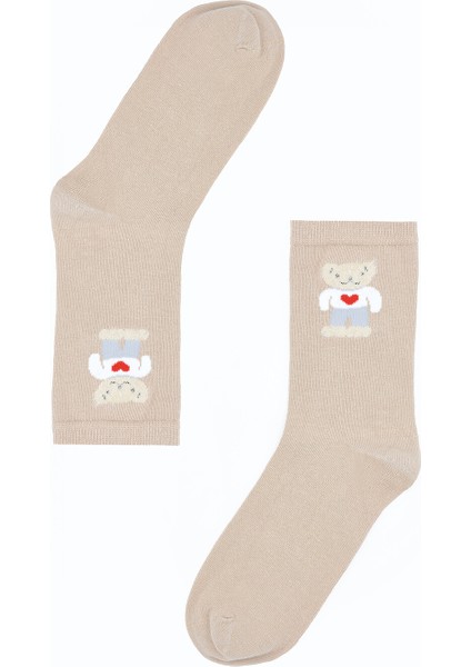 Ten Rengi Bear Heart Uzun Soket Çorap