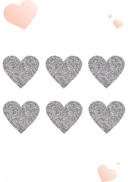 Yapışkanlı Simli Kalp Gümüş 6cm 6'li fiyatları