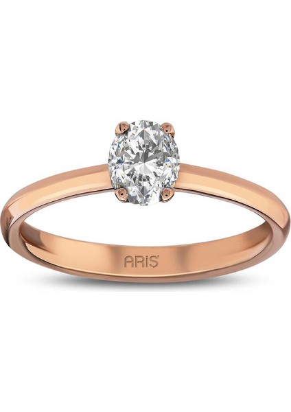 0.30 Karat Pırlantalı Oval Tektaş Yüzük