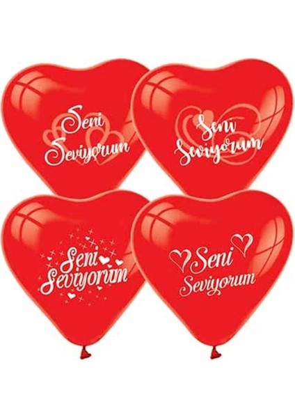 Seni Seviyorum Kırmızı Kalp Balon 10'lu