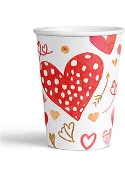 Karton Bardak 8'li Beyaz Kalpli