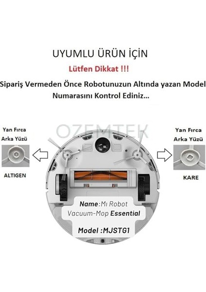 Ana Fırça Mi Vacuum Mop Essential 2 In 1 ile Uyumlu-Model (G1 / Mjstg1) 1 Adet Ana Fırça