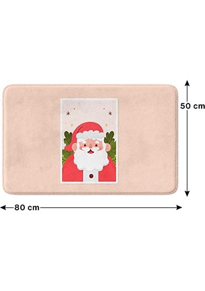Sevimli Tasarımlı Yılbaşı Dekoru Banyo Paspası, Kaymaz Taban, Makinede Yıkanabilir, Yeni Yıl Paspası (288_BPSM, 2'li Takım 40X60_50X80)