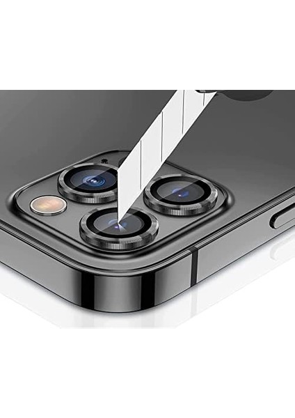 Trend iPhone 15 Pro/iphone 15 Promax Kamera Camı Lens Koruyucu Halka Set - Siyah