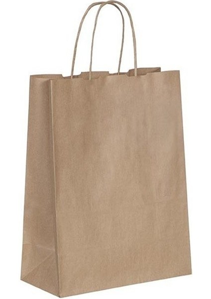 Büküm Saplı Çanta 18X23X8 cm Esmer Kraft 25'li