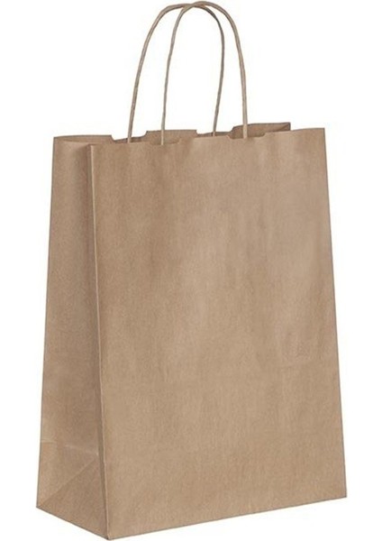Büküm Saplı Çanta 25X31X12 cm Esmer Kraft 25'li