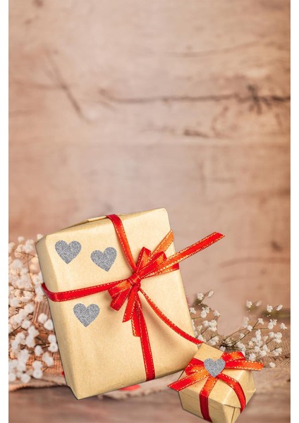 Simli Kalp Gümüş 4cm 12'lı