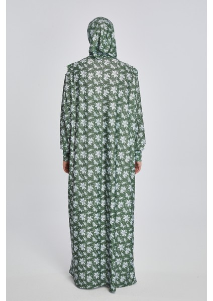 Pratik Tek Parça Manolya Desenli Namaz Elbisesi