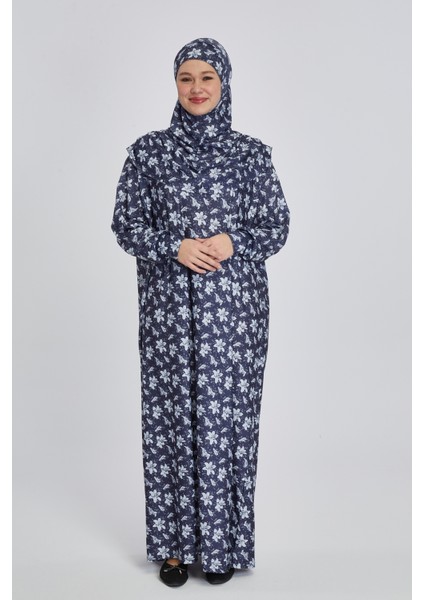 Pratik Tek Parça Manolya Desenli Namaz Elbisesi