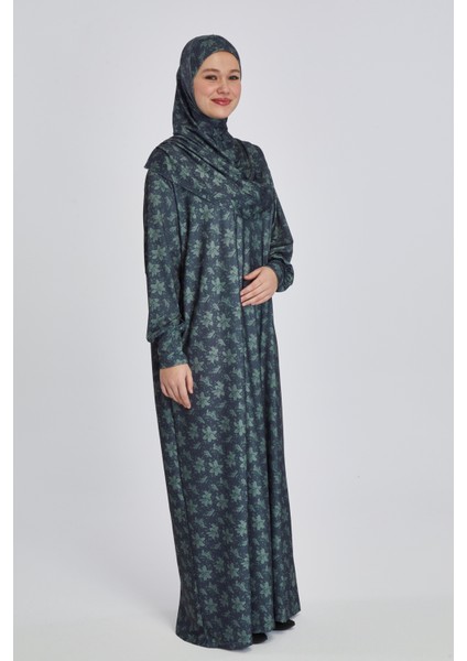 Pratik Tek Parça Manolya Desenli Namaz Elbisesi