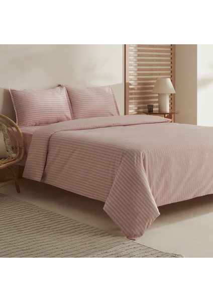 Josef Çizgili Saten Tek Kişilik Nevresim Takımı Pudra fiyatları