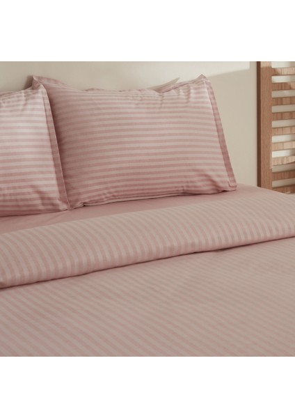 Josef Çizgili Saten Tek Kişilik Nevresim Takımı Pudra fırsatları