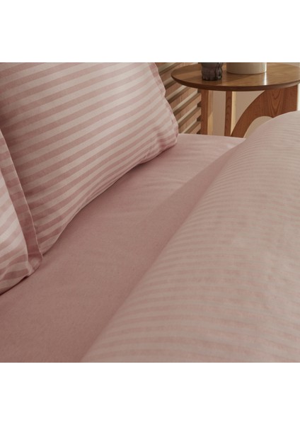 Josef Çizgili Saten Tek Kişilik Nevresim Takımı Pudra indirimleri