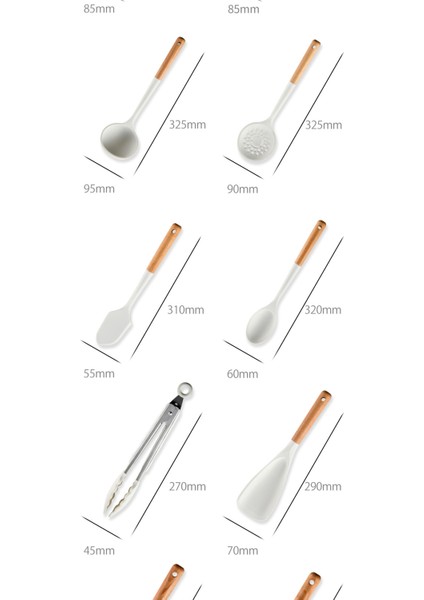7 Parçalı Süt Beyaz Ahşap Saplı Silikon Mutfak Eşyası Seti Yapışmaz Pişirme Spatula Silikon Mutfak Eşyası Seti (Yurt Dışından) modelleri