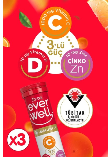 Everwell C-D-Zn Efervesan Tablet 67,5 gr X3 Adet