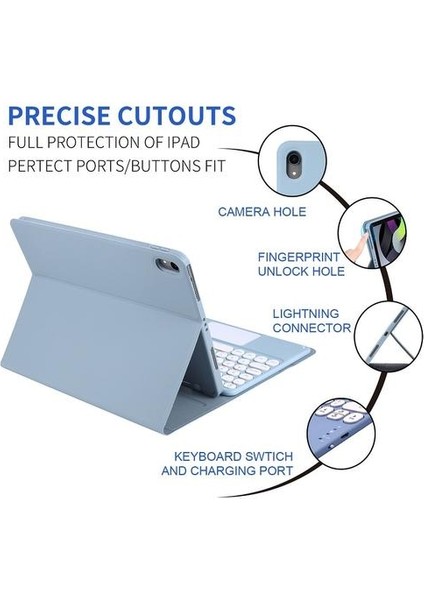 Yuvarlak Key Klavye Kılıfı Bluetooth 2020 iPad Air 4/10.9 Klavyeler (Yeşil) (Yurt Dışından)