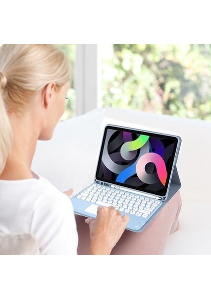 Yuvarlak Key Klavye Kılıfı Bluetooth 2020 iPad Air 4/10.9 Klavyeler (Yeşil) (Yurt Dışından)
