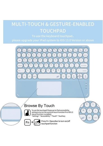 Yuvarlak Key Klavye Kılıfı Bluetooth 2020 iPad Air 4/10.9 Klavyeler (Yeşil) (Yurt Dışından)