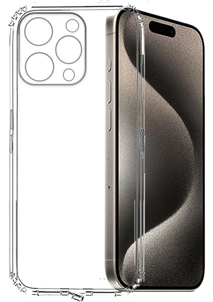 iPhone 15 Pro Max Şeffaf Silikon Kılıf / Kamera Yeri Koruma / Şarj Girişi Tıpalı