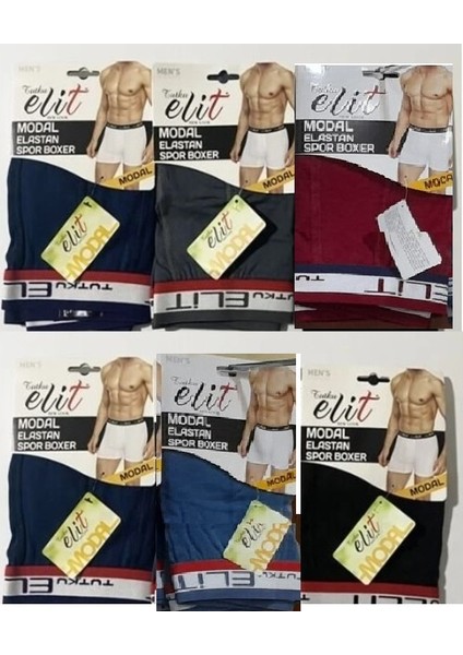 6'lı Paket 1252 Erkek Modal Elastan Likralı Boxer Çok Renkli Abani Classic