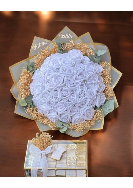 Arin Gold Söz Nişan Kız Isteme Çikolatası ve Isteme Çiçeği Seti