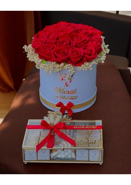 Lani Gold Söz Nişan Kız Isteme Çikolatası ve Isteme Çiçeği Seti