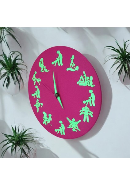 Pozisyonları Fosforlu Mini Pembe Ahşap Duvar Saati 22 cm Camsız indirimleri