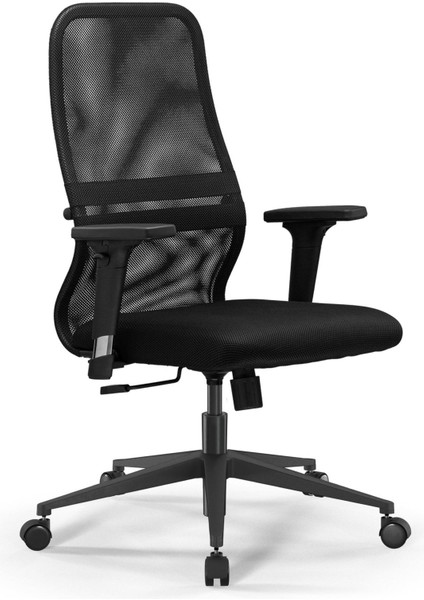 Ergolife Sit 8 Ergonomik Fileli Ofis - Bekleme Koltuğu / Çalışma Sandalyesi - DF.D.1.243 - Siyah