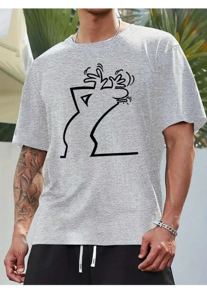 Ünisex Bay Meraklı Basklı T-Shirt Yeni Sezon Oversize Salaş