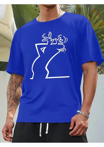 Ünisex Bay Meraklı Basklı T-Shirt Yeni Sezon Oversize Salaş