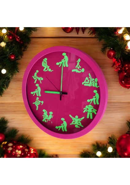 Seks Pozisyonları Fosforlu Pembe Duvar Saati 29 cm fiyatları