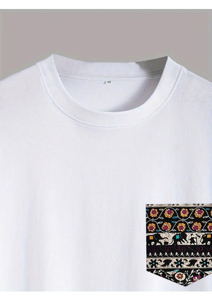 Ünisex Etnik Desenli Tişört Yeni Sezon Oversize Salaş modelleri