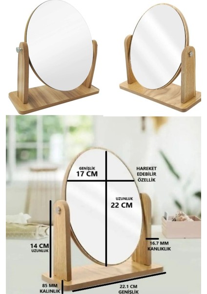 Masa El Şifonyer Dolap Aynası Ayarlanabilir Yuvarlak Makeup Mirror Ayna Ahşap Ayaklı Makyaj Aynası fiyatları