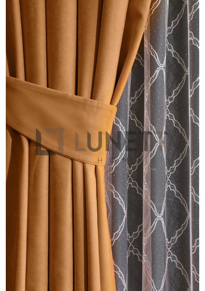 Kullanıma Hazır Hardal Rengi Pilesiz Ekstraforlu Düz Dikim Fon Perde Tek Kanat 9202 fiyatları