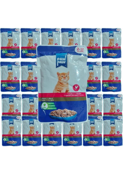 Paw Paw Jöle Içinde Tavuklu Yaş Yavru Kedi Maması 85 gr x 24 Adet