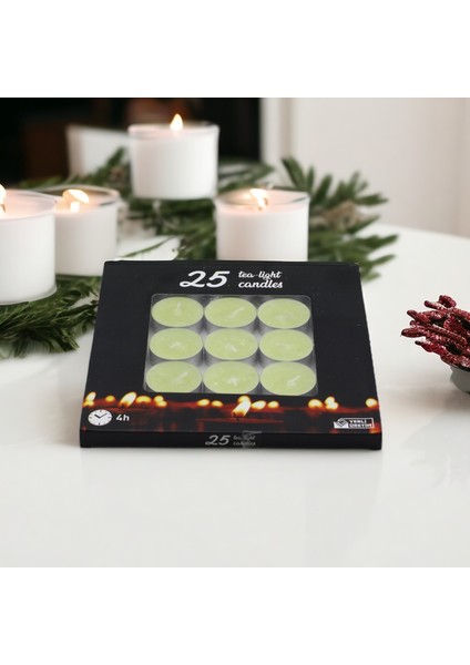 Tealight Mum 25X10 gr Dekoratif Mumu Kandil Hediyelik Fitilli Mumluk Şamdan Krem Renk Kokusuz fiyatları