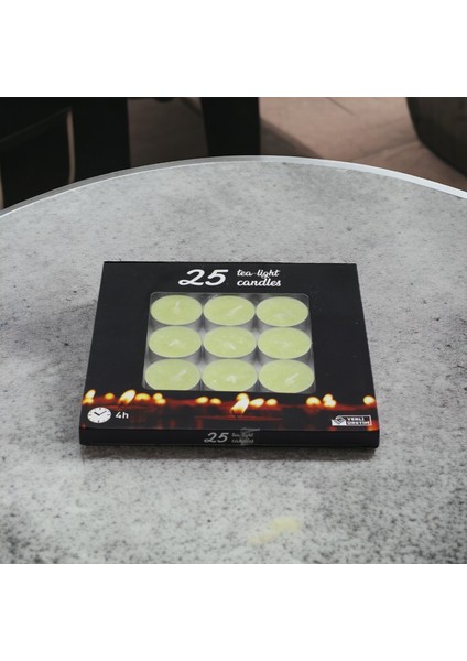 Tealight Mum 25X10 gr Dekoratif Mumu Kandil Hediyelik Fitilli Mumluk Şamdan Krem Renk Kokusuz modelleri