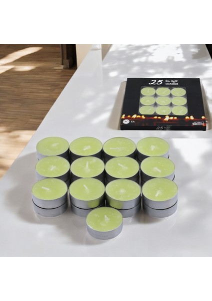 Tealight Mum 25X10 gr Dekoratif Mumu Kandil Hediyelik Fitilli Mumluk Şamdan Krem Renk Kokusuz indirimleri
