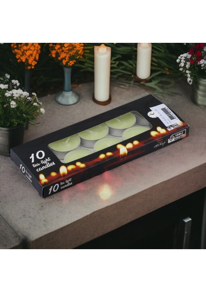 Tealight Mum 10X10 gr Dekoratif Mumu Kandil Hediyelik Fitilli Mumluk Şamdan Krem Renk Kokusuz fiyatları
