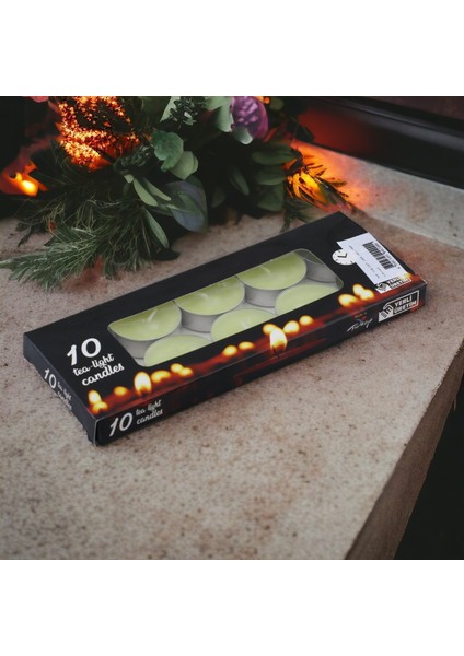 Tealight Mum 10X10 gr Dekoratif Mumu Kandil Hediyelik Fitilli Mumluk Şamdan Krem Renk Kokusuz modelleri
