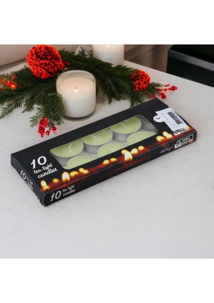 Tealight Mum 10X10 gr Dekoratif Mumu Kandil Hediyelik Fitilli Mumluk Şamdan Krem Renk Kokusuz fırsatları