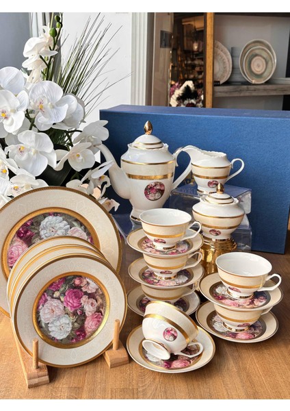 Flores 24 Parça Porselen Çay Seti 24 k Altın