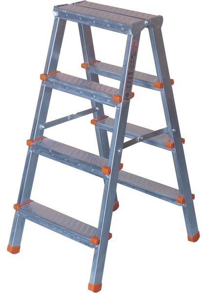 - 4+4 Basamaklı Çift Çıkışlı Galvanizli Profil Merdiven (Ev, Bahçe, İşyeri İçin Uygun)
