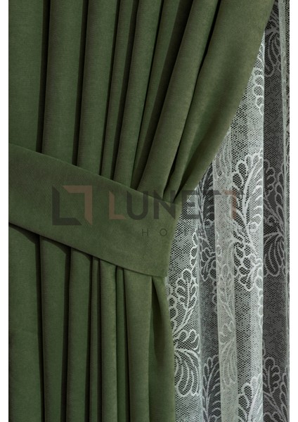 Kullanıma Hazır Çimen Yeşili Rengi Pilesiz Ekstraforlu Düz Dikim Fon Perde Tek Kanat 9198 fiyatları