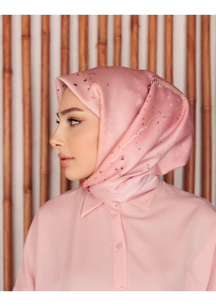 Pembe Marble Twill Ipek Eşarp