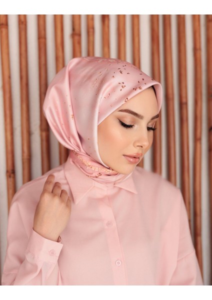 Pembe Marble Twill Ipek Eşarp