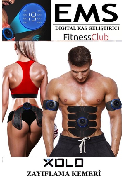 Elektronik Kas Çalıştırıcı ve Kemer Seti Kalça Kol Bacak Göbek Abdominal 4 Set indirimleri